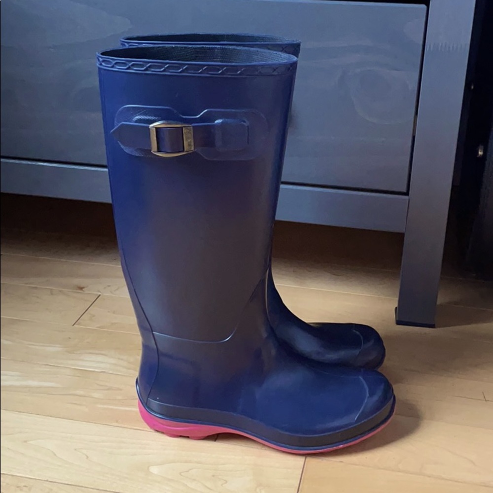 Navy blue rain boots